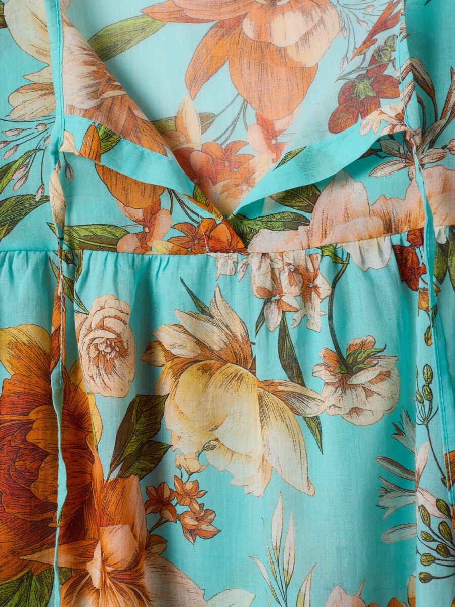 Blue pure cotton blouse with floral print_5