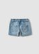 Girls&rsquo; blue pure cotton denim shorts, regular fit with rhinestones_1