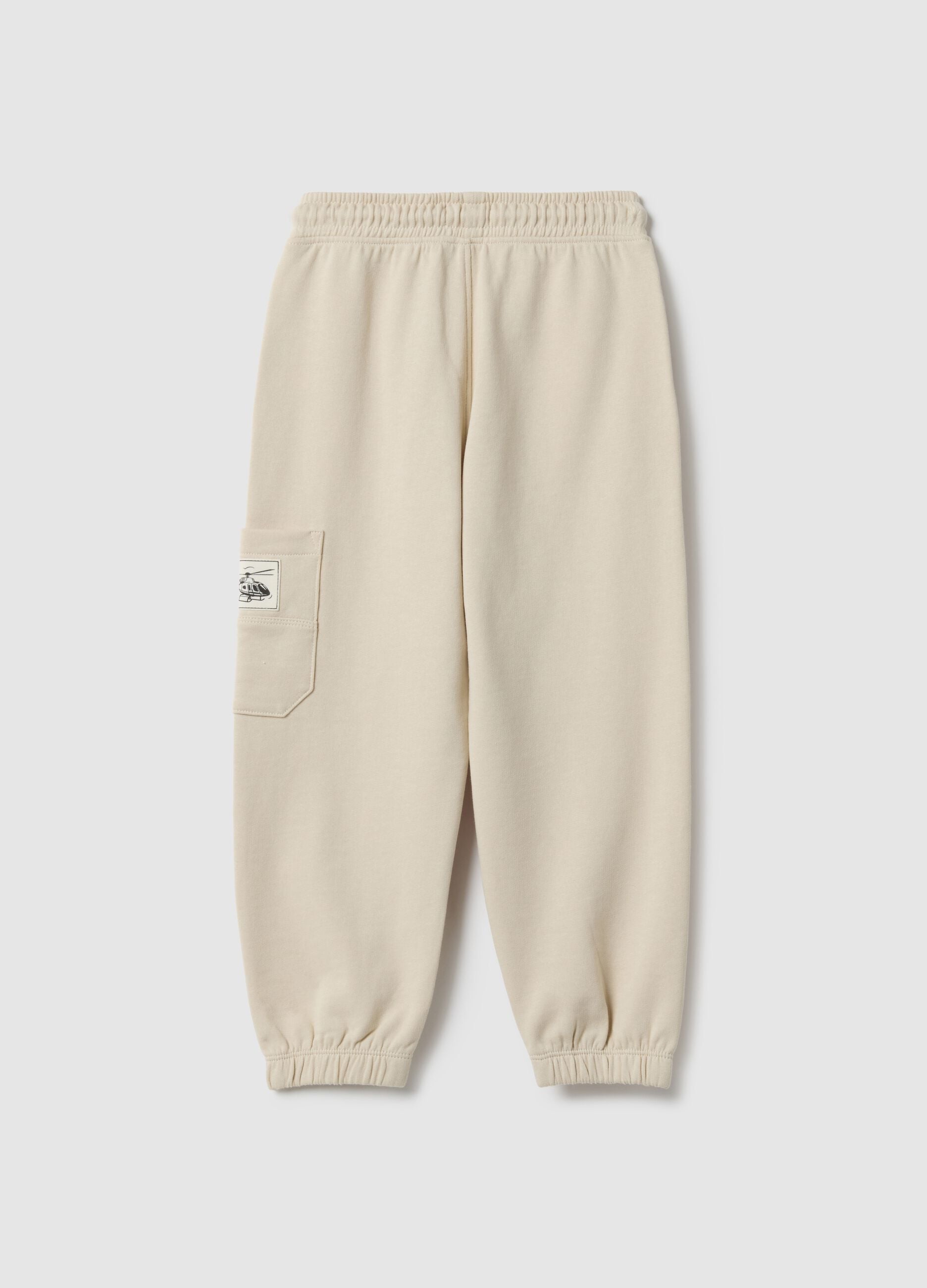 Kids' beige jogger trousers in pure cotton regular fit