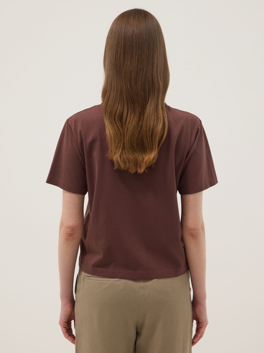 Brown short-sleeved pure cotton T-shirt_2