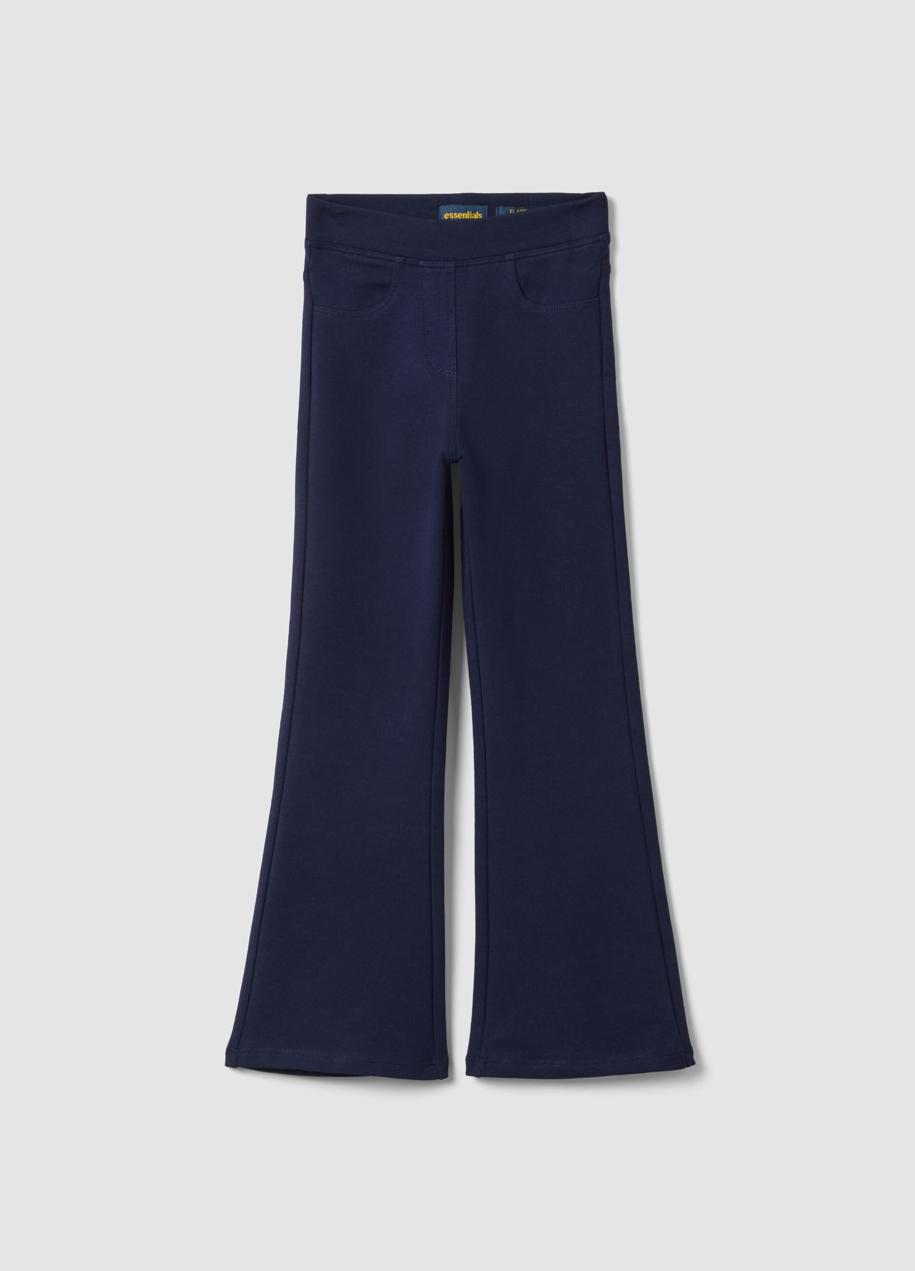 Blue organic cotton flare trousers