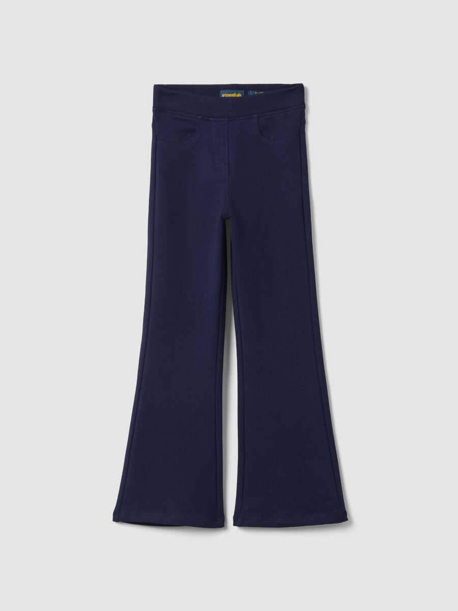Blue organic cotton flare trousers_0