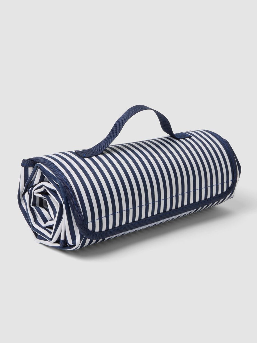 Blue striped throw with handle_0