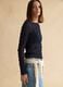 Blue stretch cotton blend regular fit top with lace_2