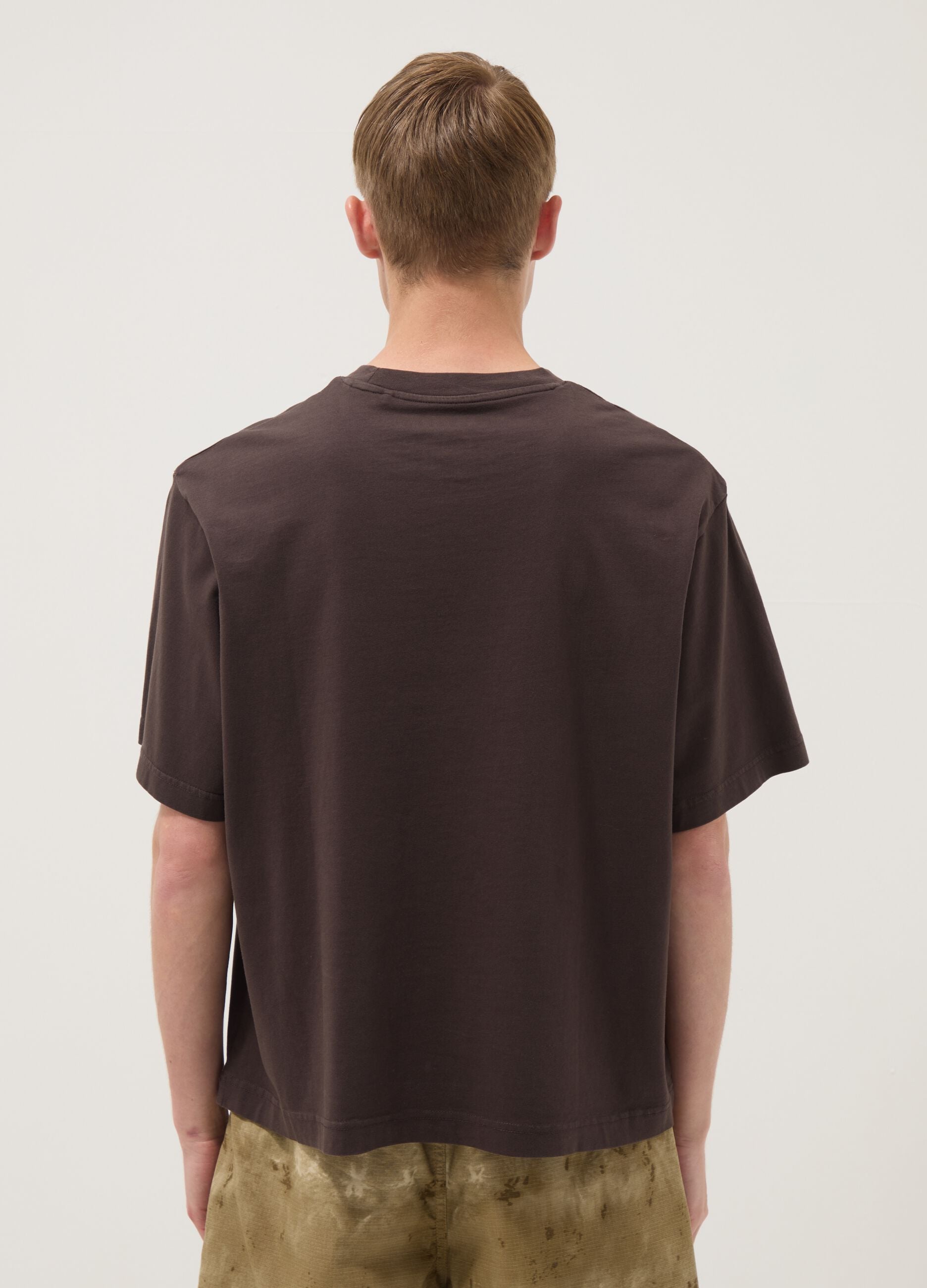 Brown short-sleeve pure cotton T-shirt