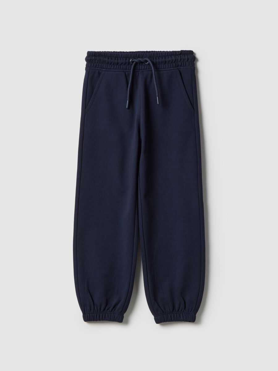 Blue jogger trousers for girls in pure cotton regular fit_0