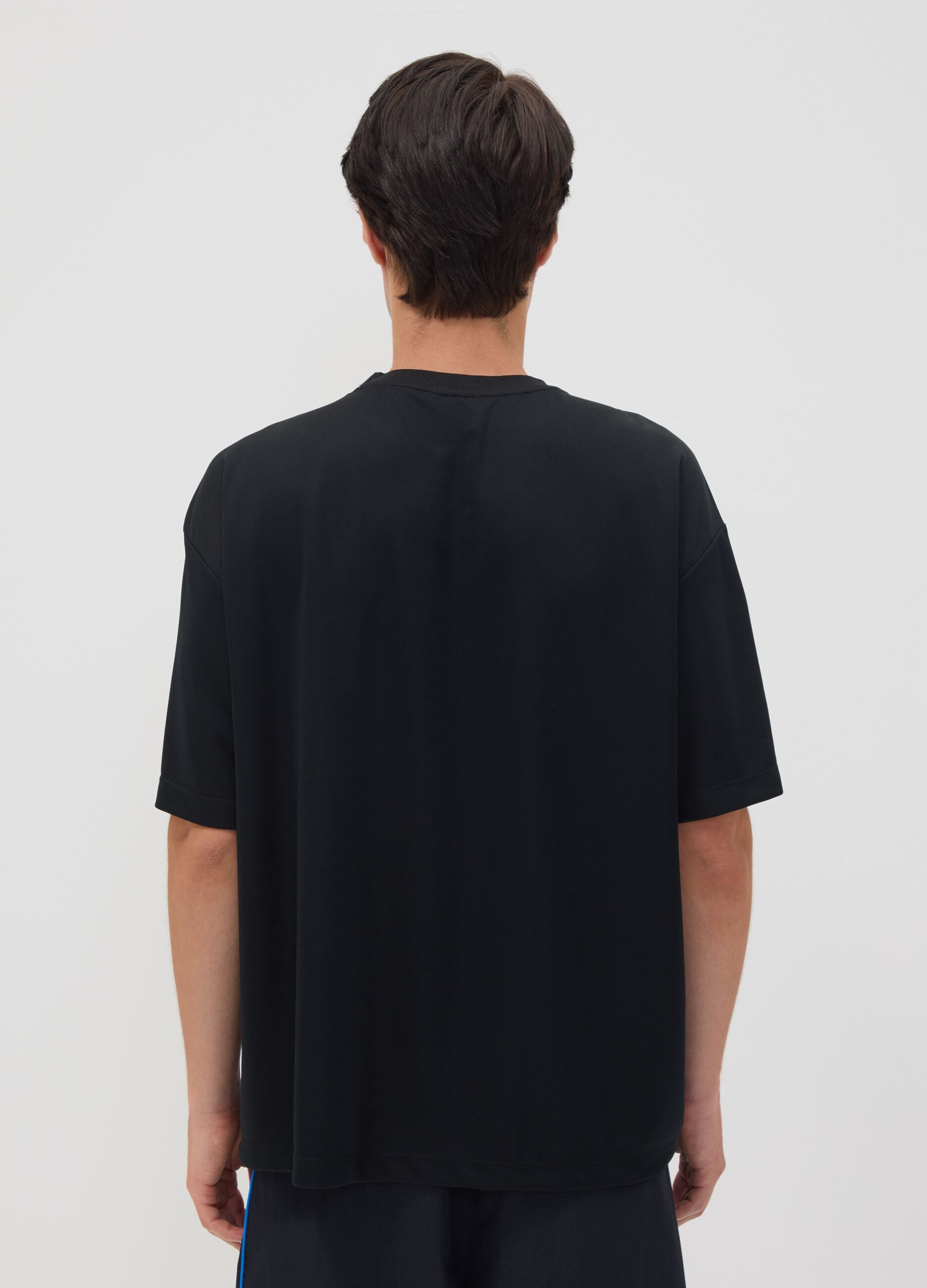 Black PlayStation T-shirt with logo and contrast piping