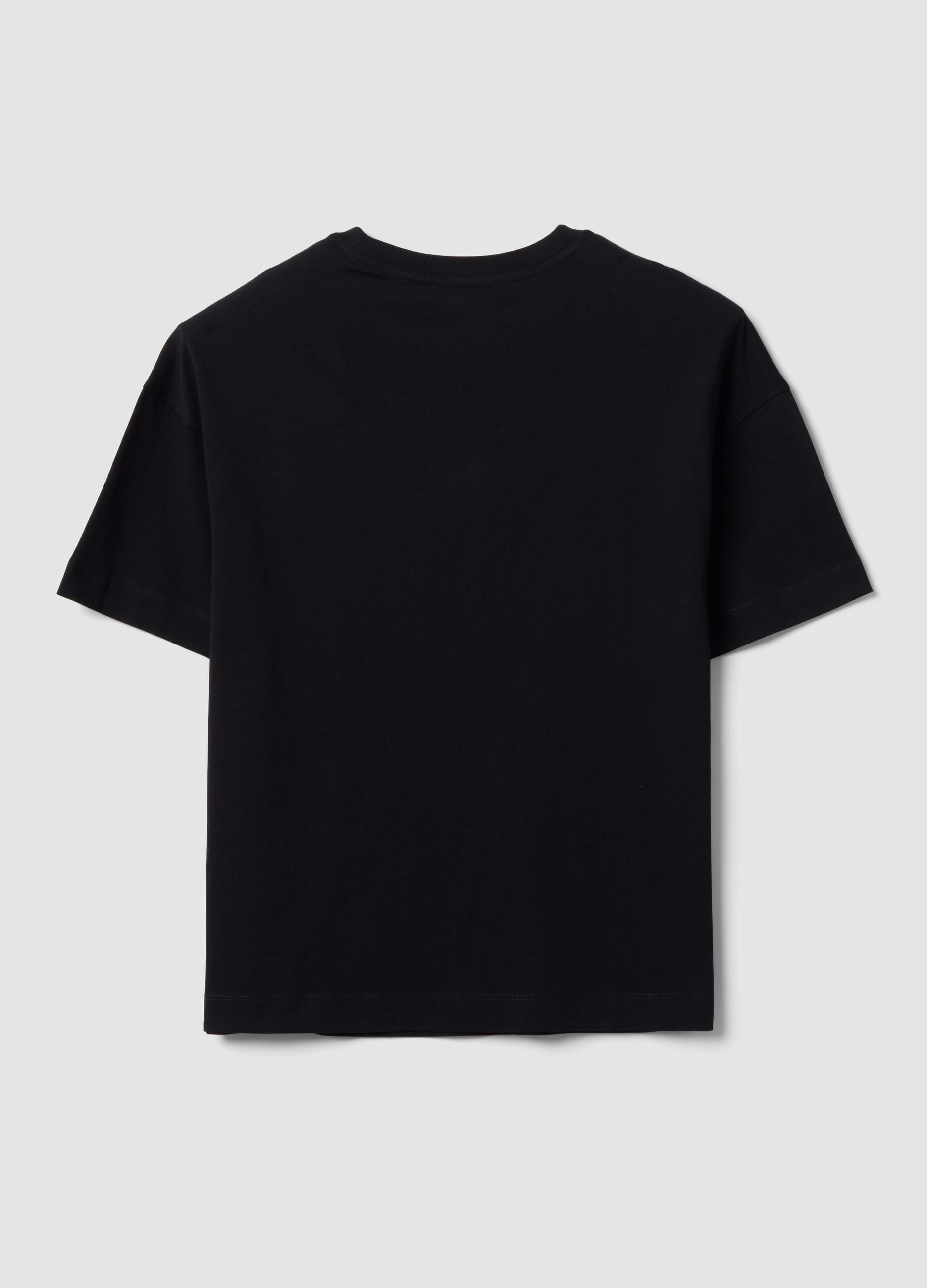 Black oversized-fit pure cotton short-sleeve T-shirt