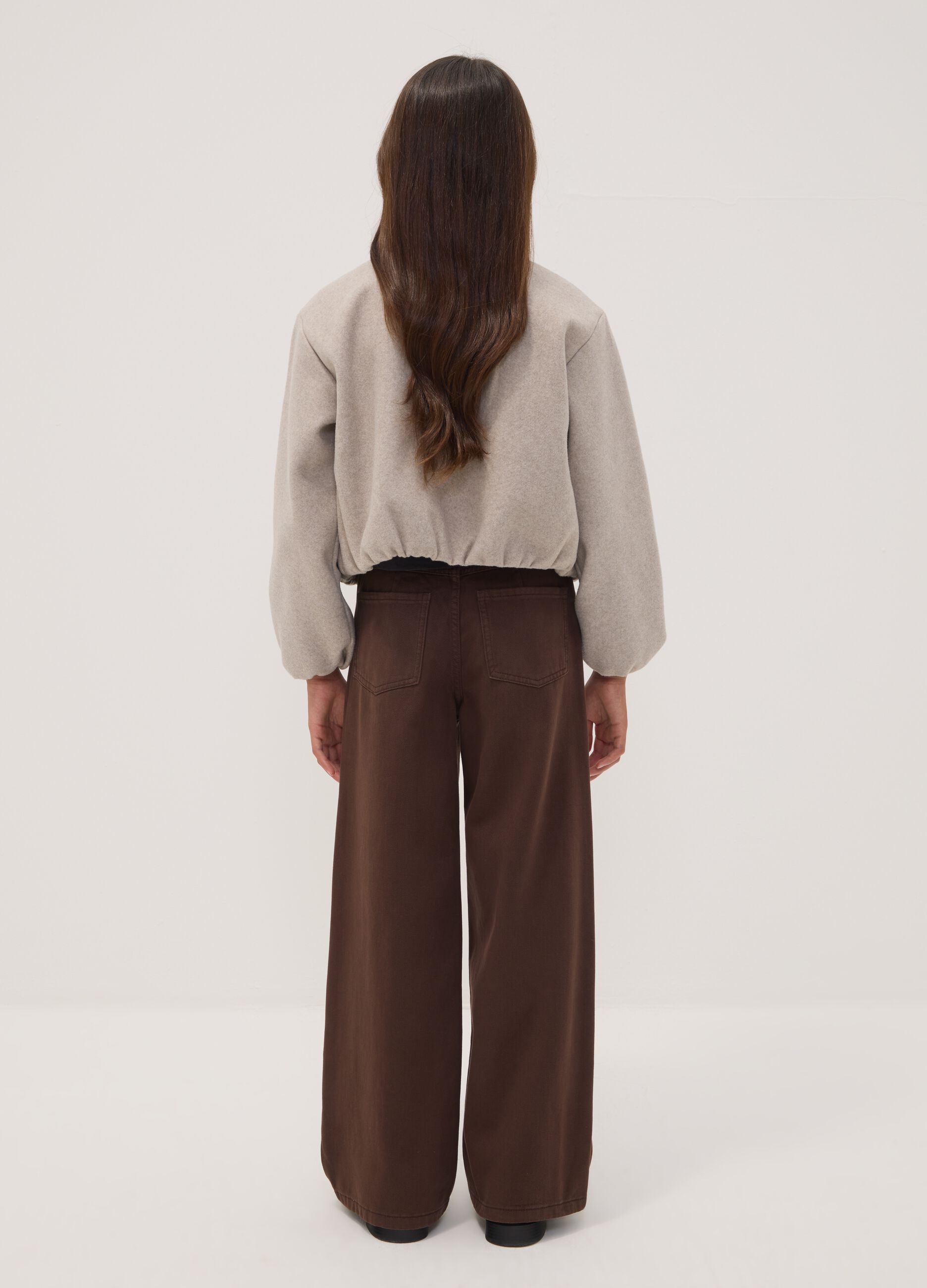 Brown wide-leg jeans in pure cotton twill