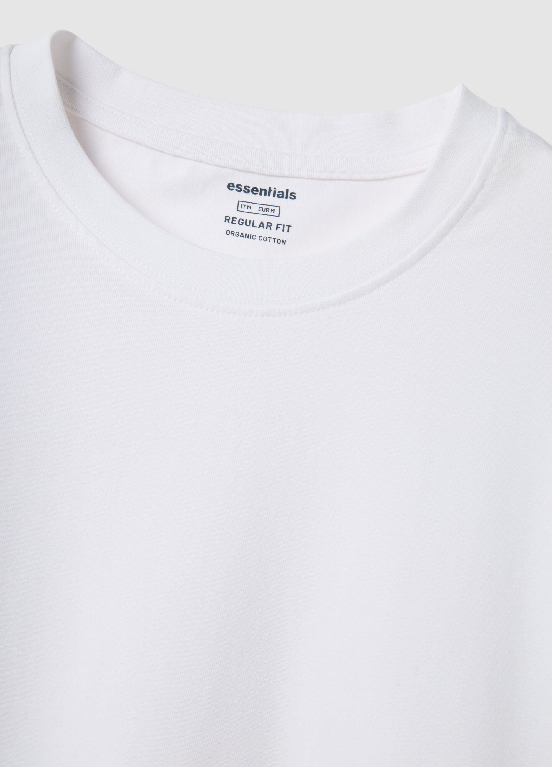 White long-sleeve t-shirt in stretchy cotton regular fit