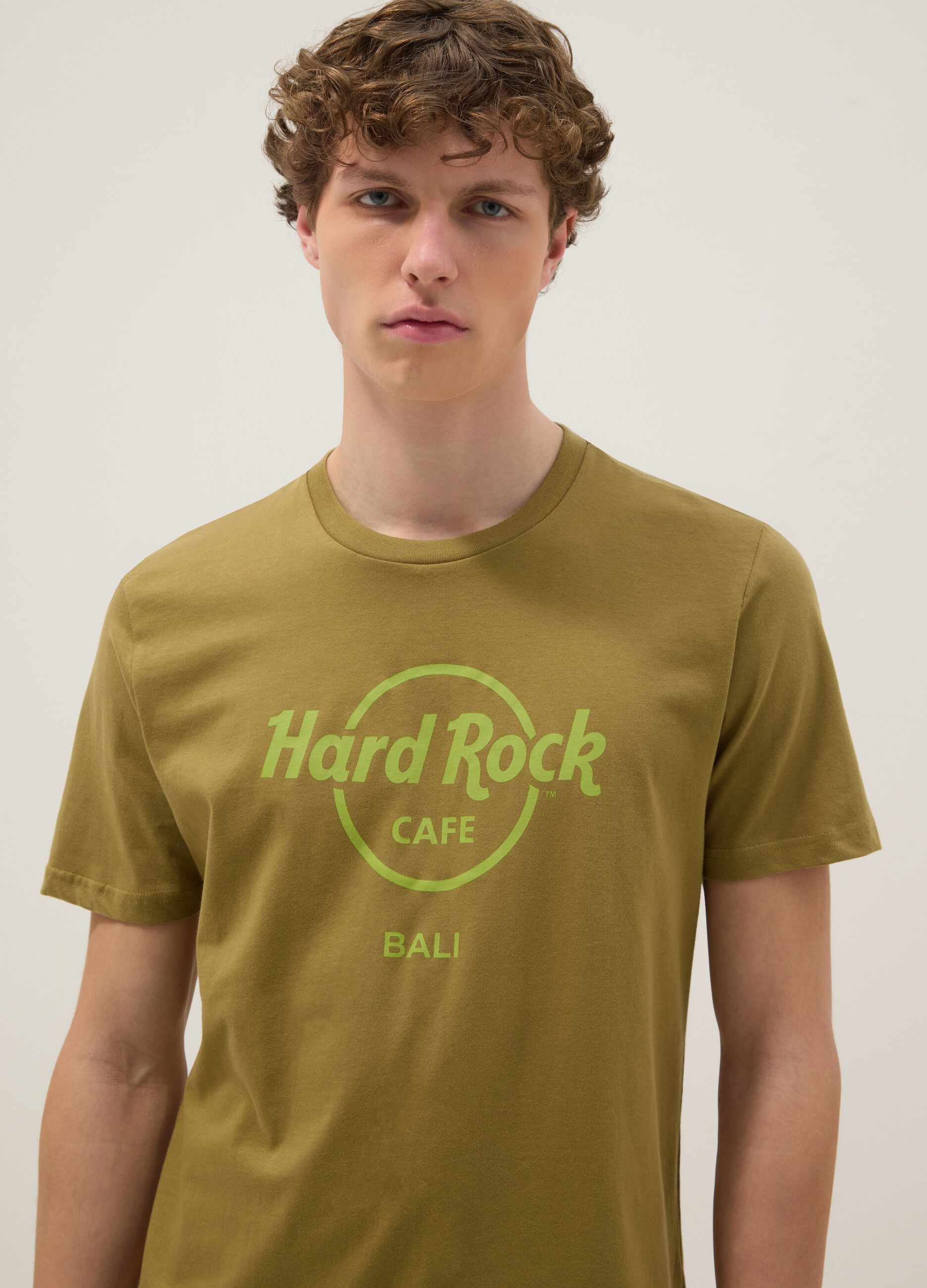 Green Hard Rock Cafe cotton T-shirt, regular fit