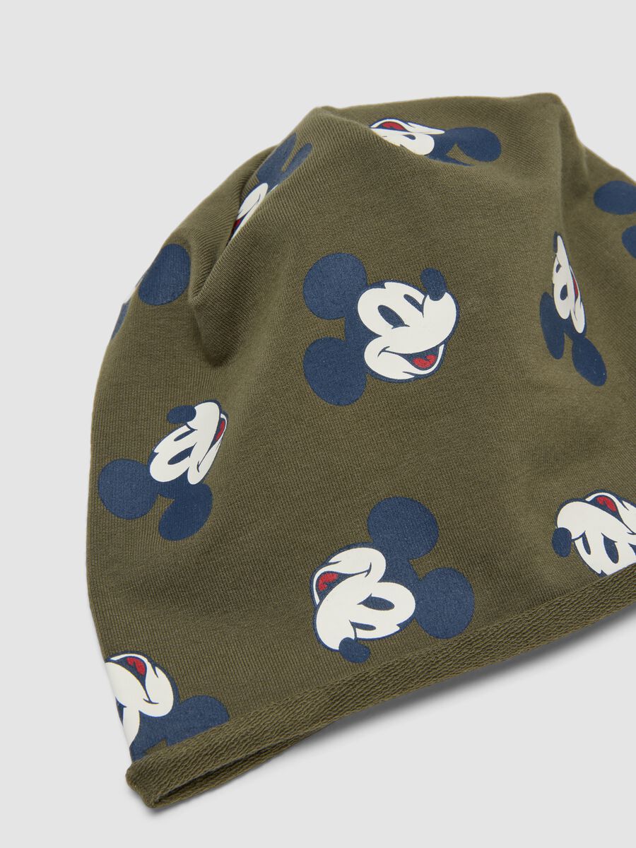 Green stretchy organic cotton hat with Mickey print for baby boy_2