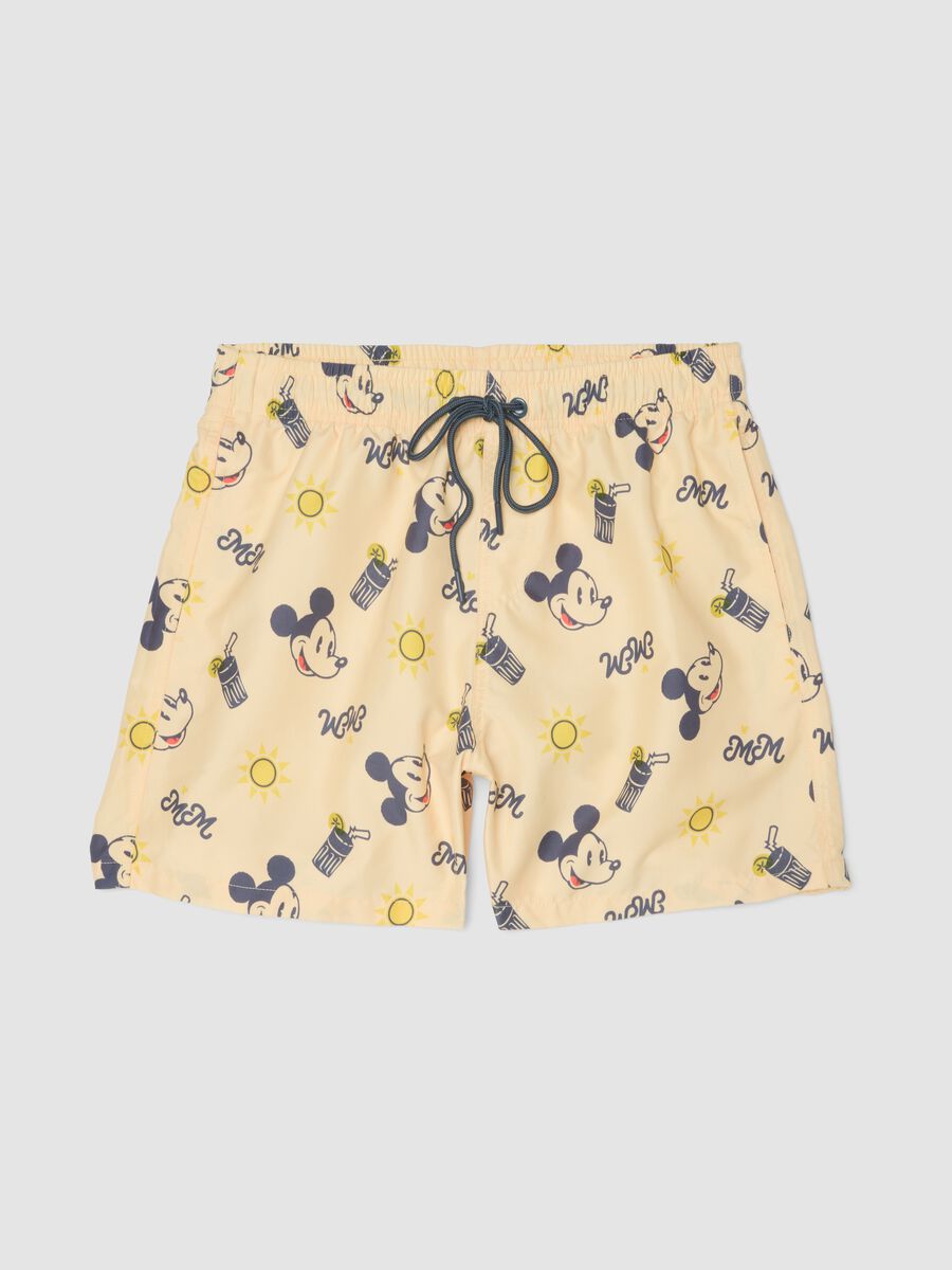 Orange swim trunks with Mickey Mouse prints_4