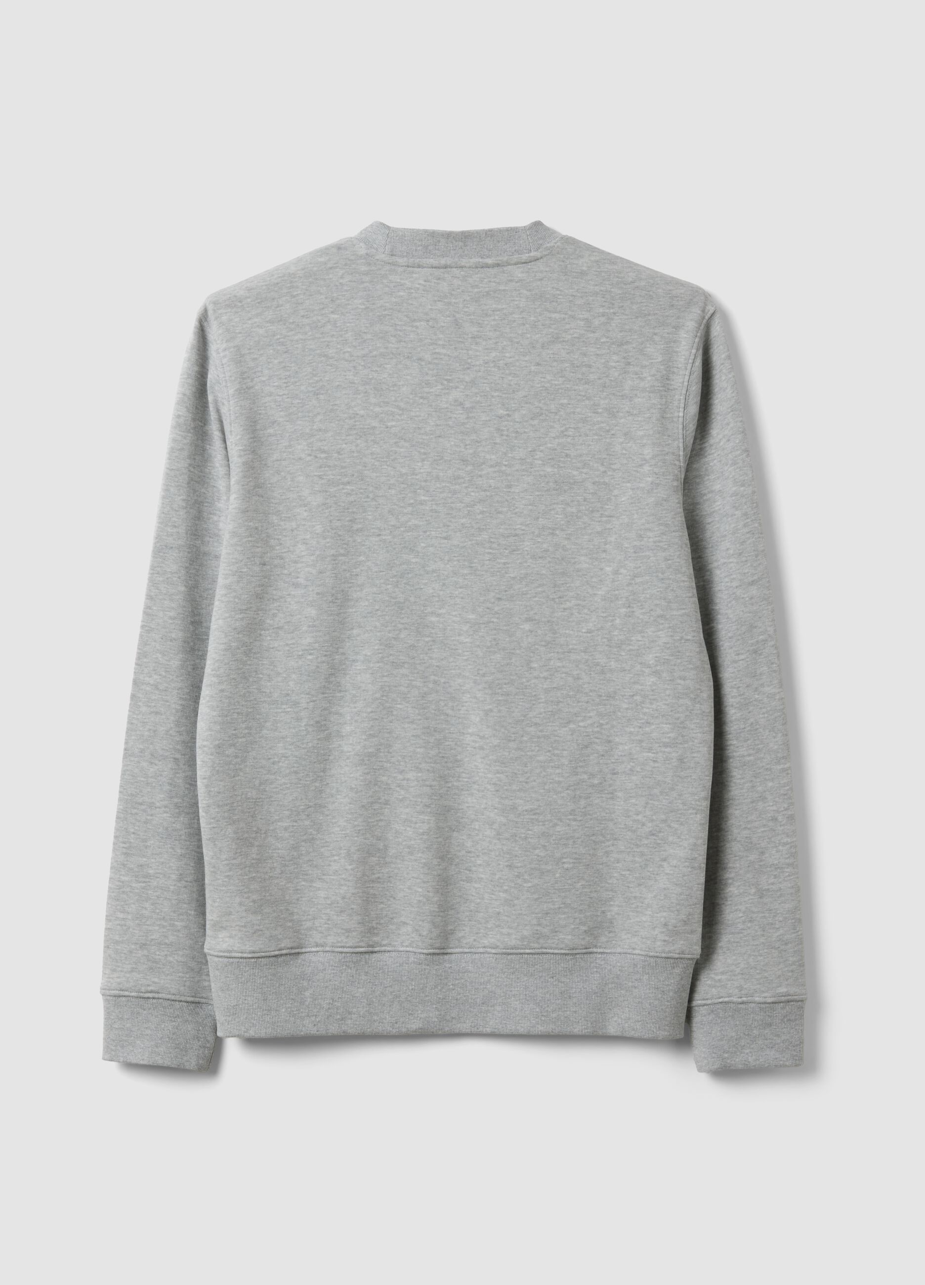 Grey crew-neck cotton-blend sweatshirt, regular fit
