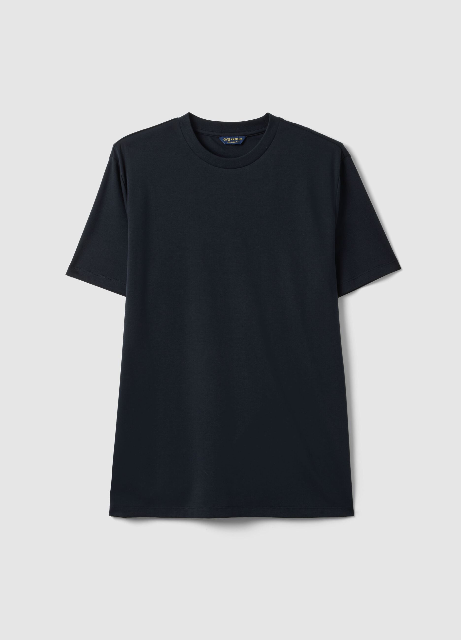 Black Cotton Crew Neck T-shirt, Regular Fit