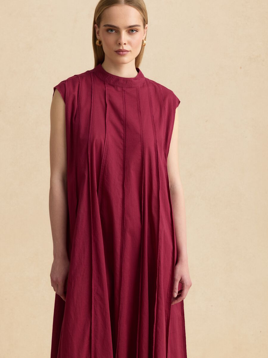 Red pure cotton midi dress_3