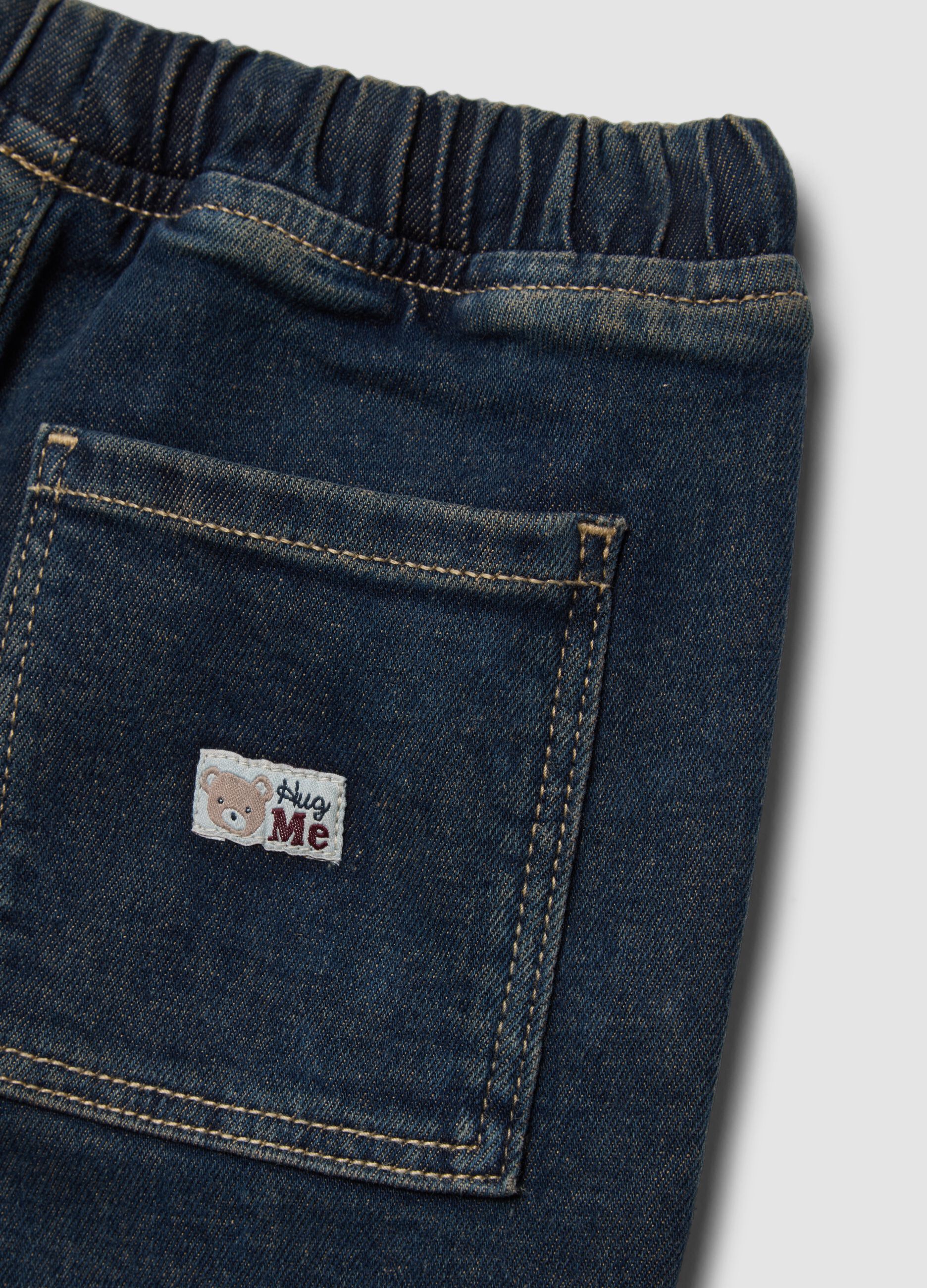 Blue stretch cotton balloon-fit trousers