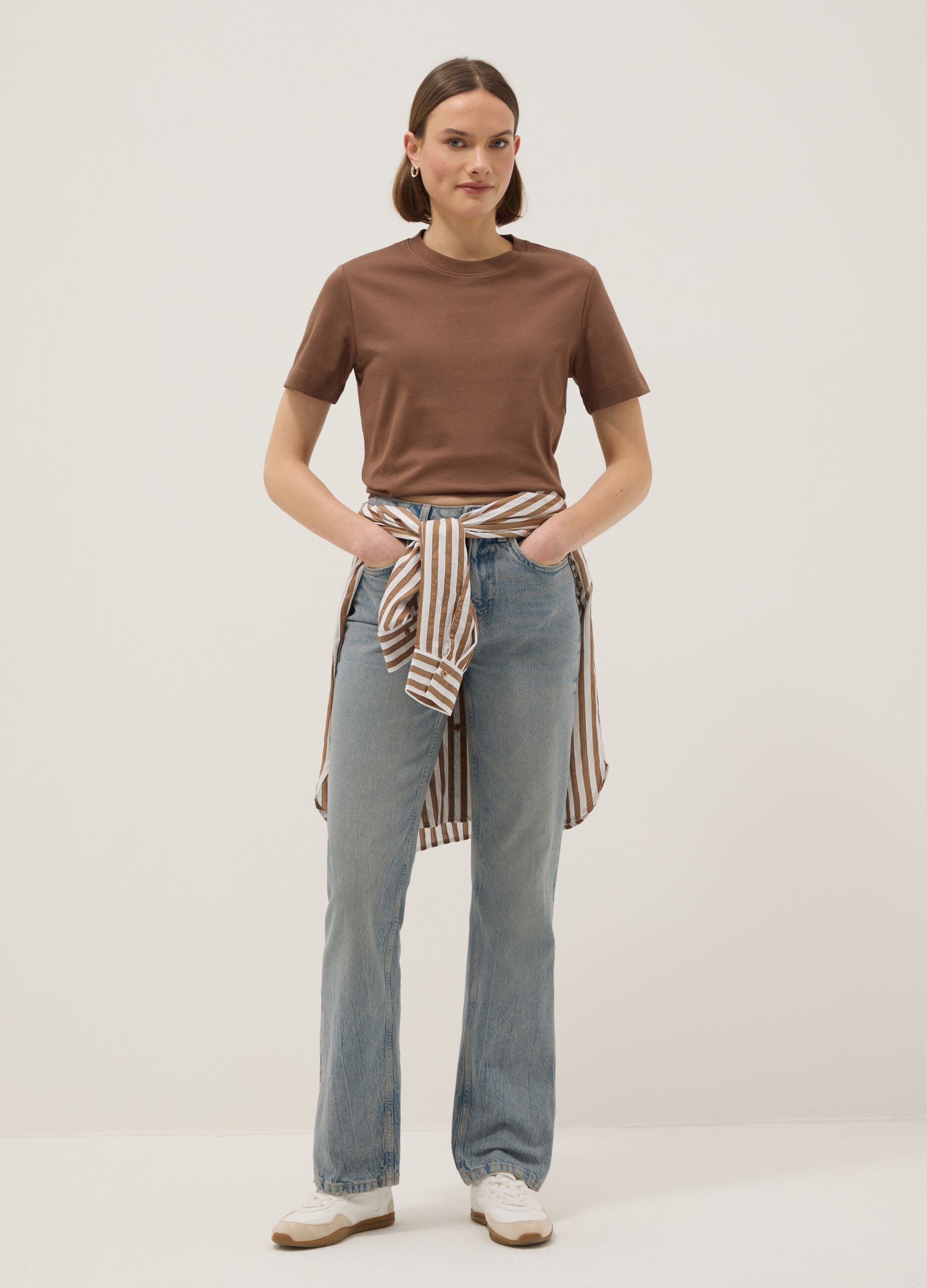 Brown pure cotton relaxed fit t-shirt