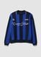 Blue and Black Pure Cotton Polo-Collar Knit Top, Oversized Fit_4