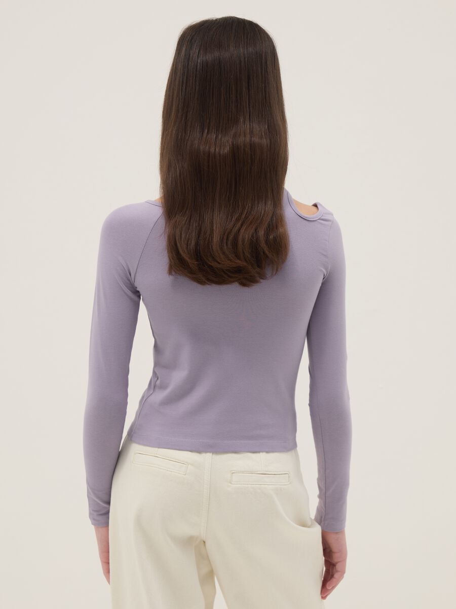 Maglia in misto cotone viola da ragazza slim fit con scollo a barca_1