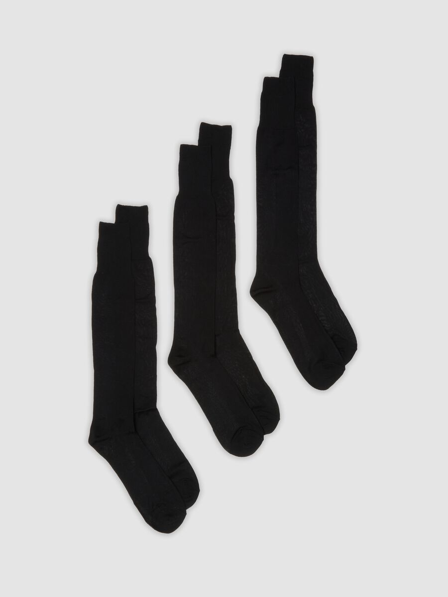 Three-pack of black long socks in pure cotton Fil d&rsquo;&Eacute;cosse_0