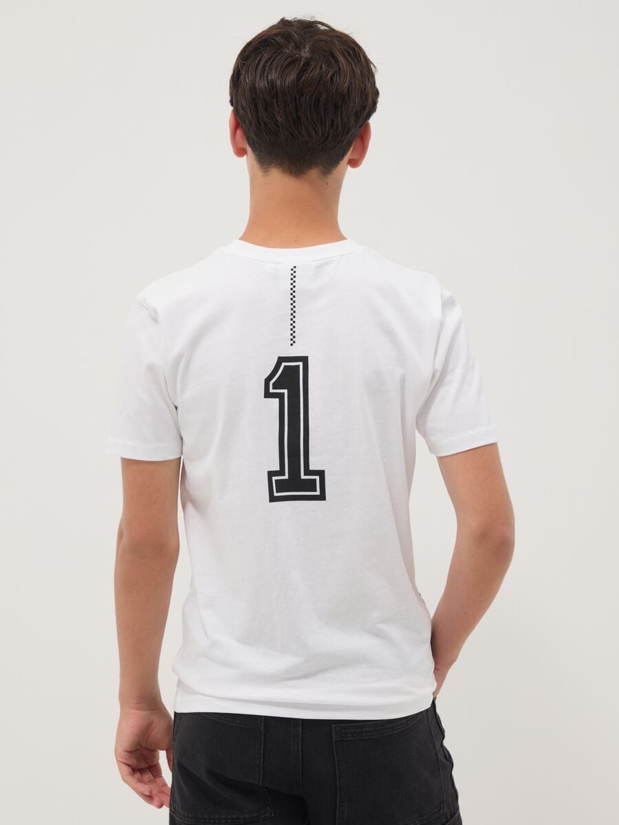 White short-sleeve cotton-blend boys&rsquo; T-shirt, relaxed fit_1