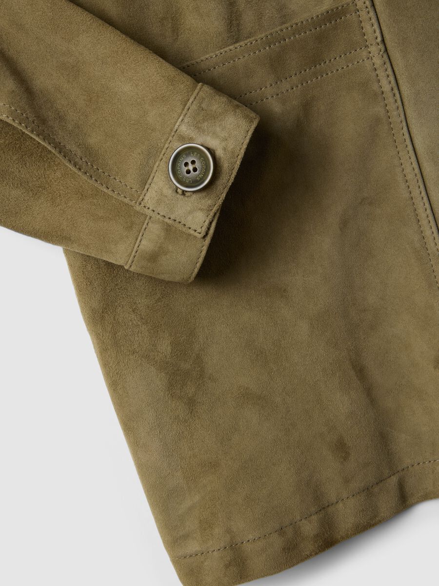 Green genuine leather jacket, regular fit with buttons_6