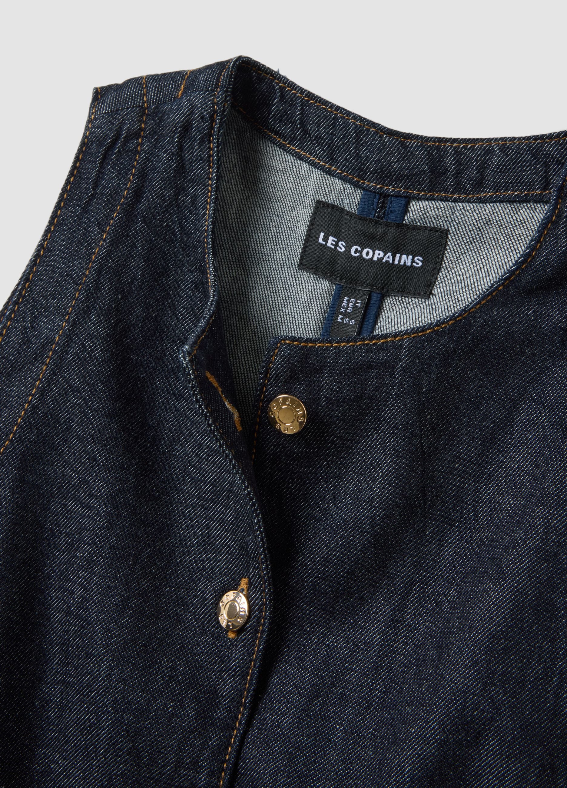 Blue denim waistcoat in pure cotton, regular fit