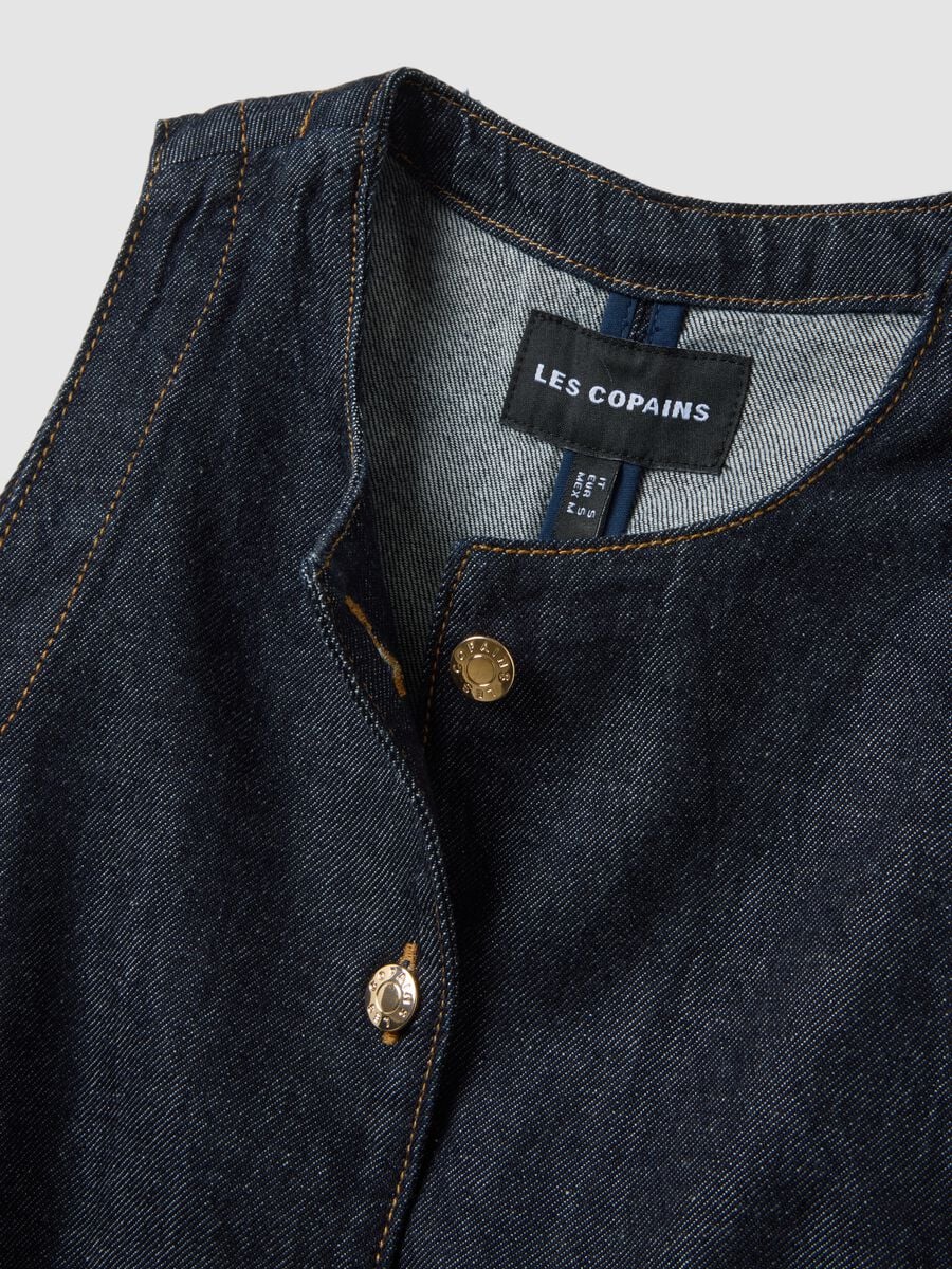 Blue denim waistcoat in pure cotton, regular fit_1