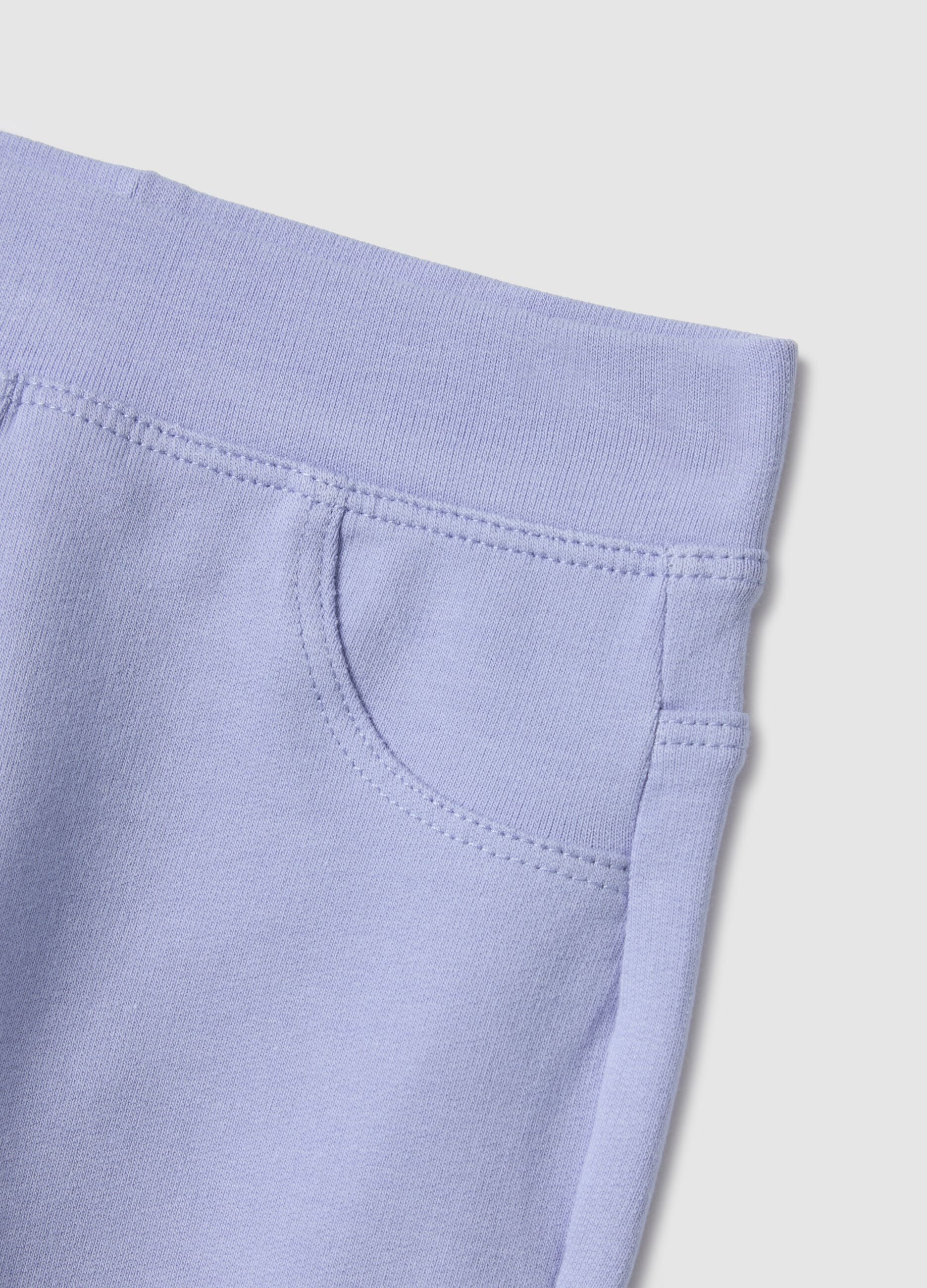 Slim fit violet stretch cotton trousers for girls