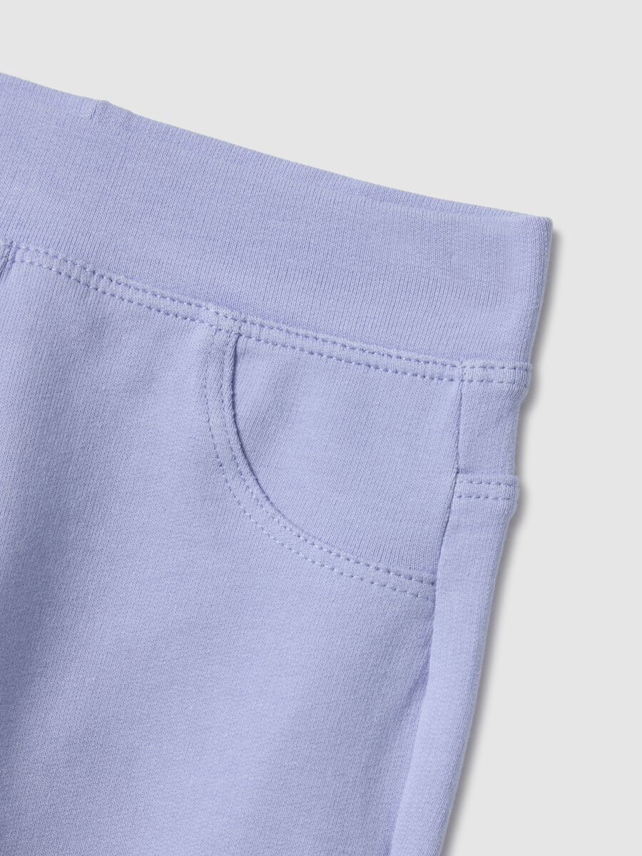 Slim fit violet stretch cotton trousers for girls_2