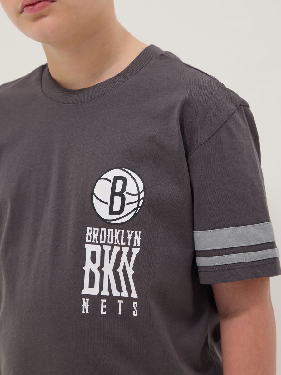Boy's grey pure cotton t-shirt relaxed fit Brooklyn Nets_2