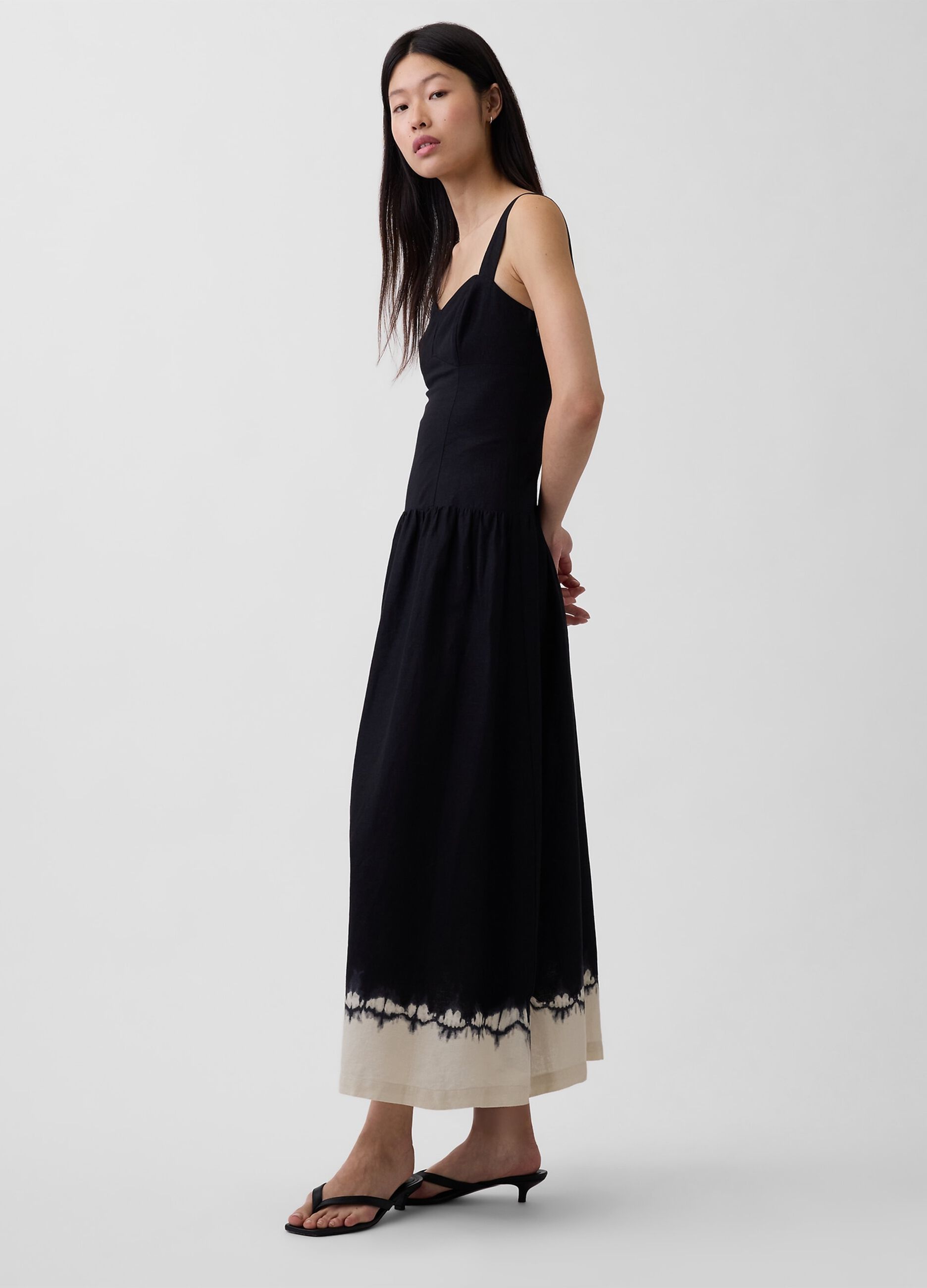 Linen-blend midi dress