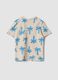 Beige organic cotton palm print T-shirt for boys_1