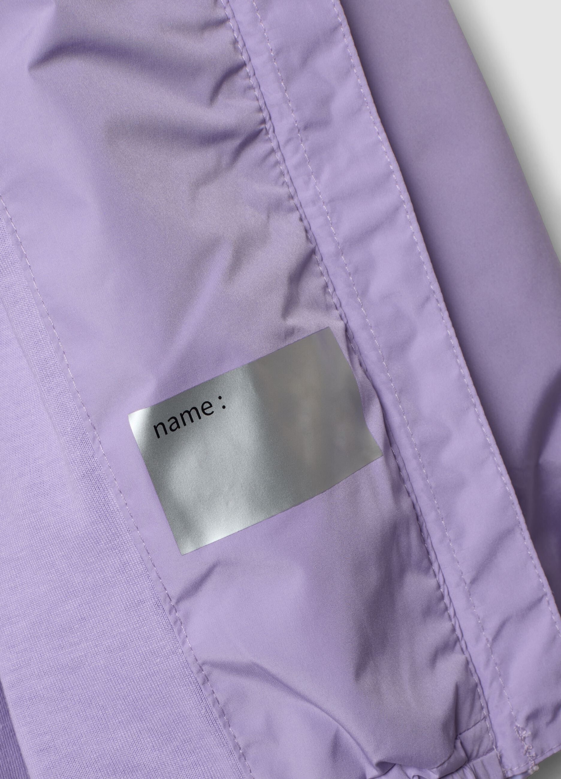 Purple hooded rain jacket with zip for girls, regular fit
