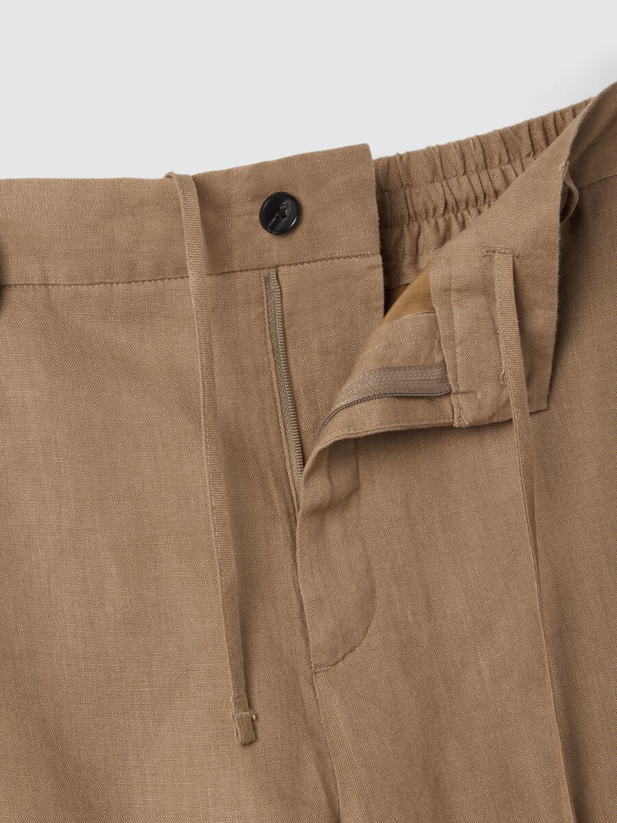 Brown pure linen trousers regular fit_5