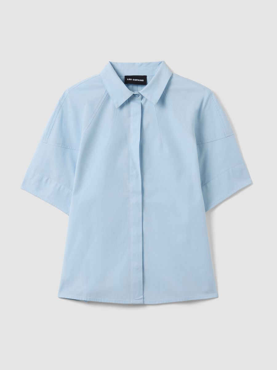 Blue short sleeve pure cotton regular fit shirt_4