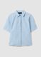 Blue short sleeve pure cotton regular fit shirt_4