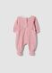 Pink organic cotton-blend baby sleepsuit with ruffle collar_1