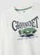 Boys&rsquo; white pure cotton T-shirt with car print, regular fit_3