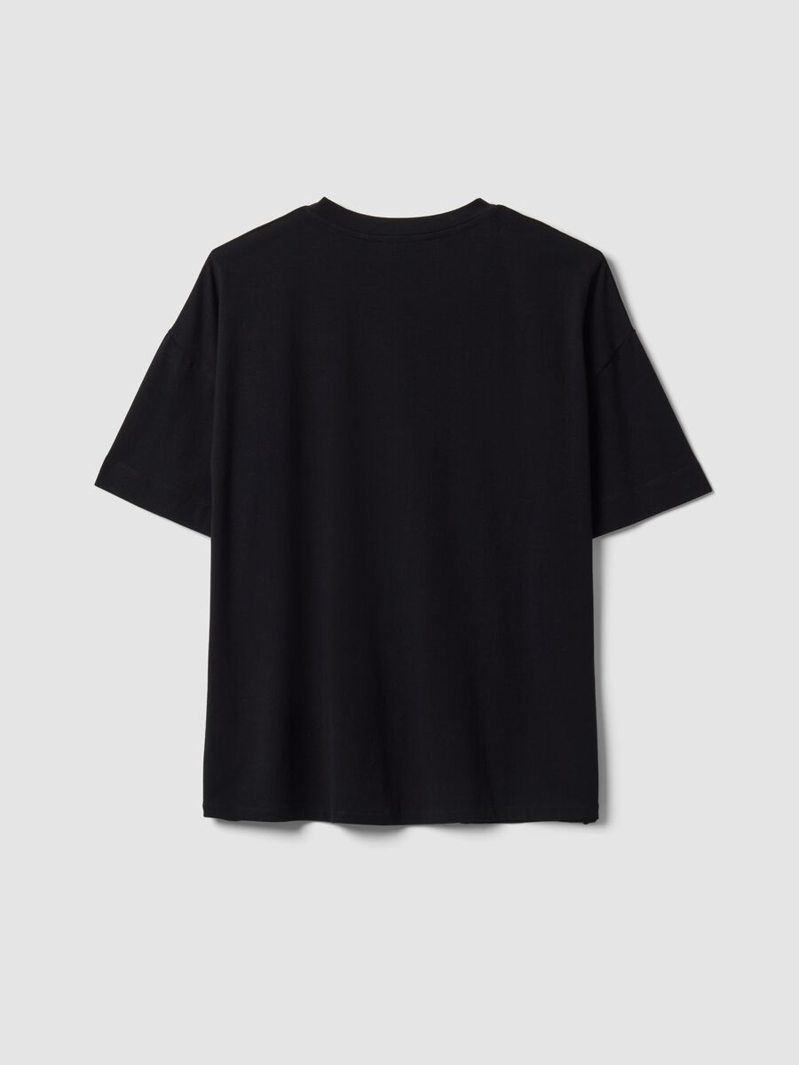 Black crew-neck T-shirt in stretchy cotton-modal blend, regular fit_1