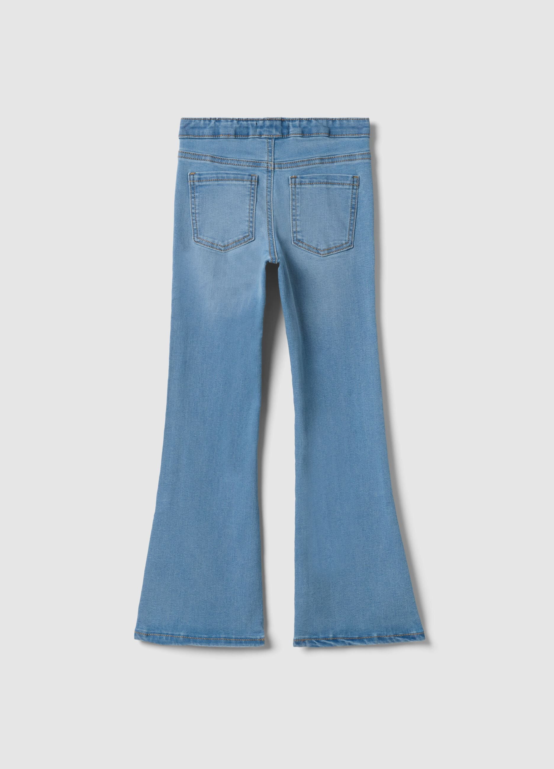Girls' azure cotton blend flare fit jeggings