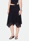 Black stretch-fabric skirt with asymmetric lace hem_1
