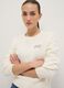 Regular fit white cotton blend pullover_0