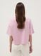 Pink pure cotton T-shirt with yellow stripes, boxy fit_3