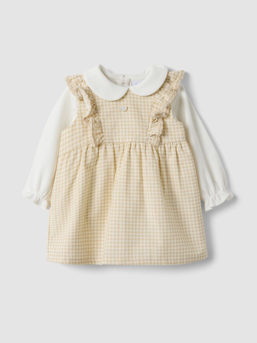 Yellow and white set in pure organic cotton for baby girl_0