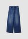 Blue denim wide-leg jeans in pure cotton_4