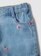 Blue denim cotton blend shorts for girls, regular fit, with embroidery_3