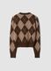 Brown diamond-pattern stretch wool crew-neck jumper_2
