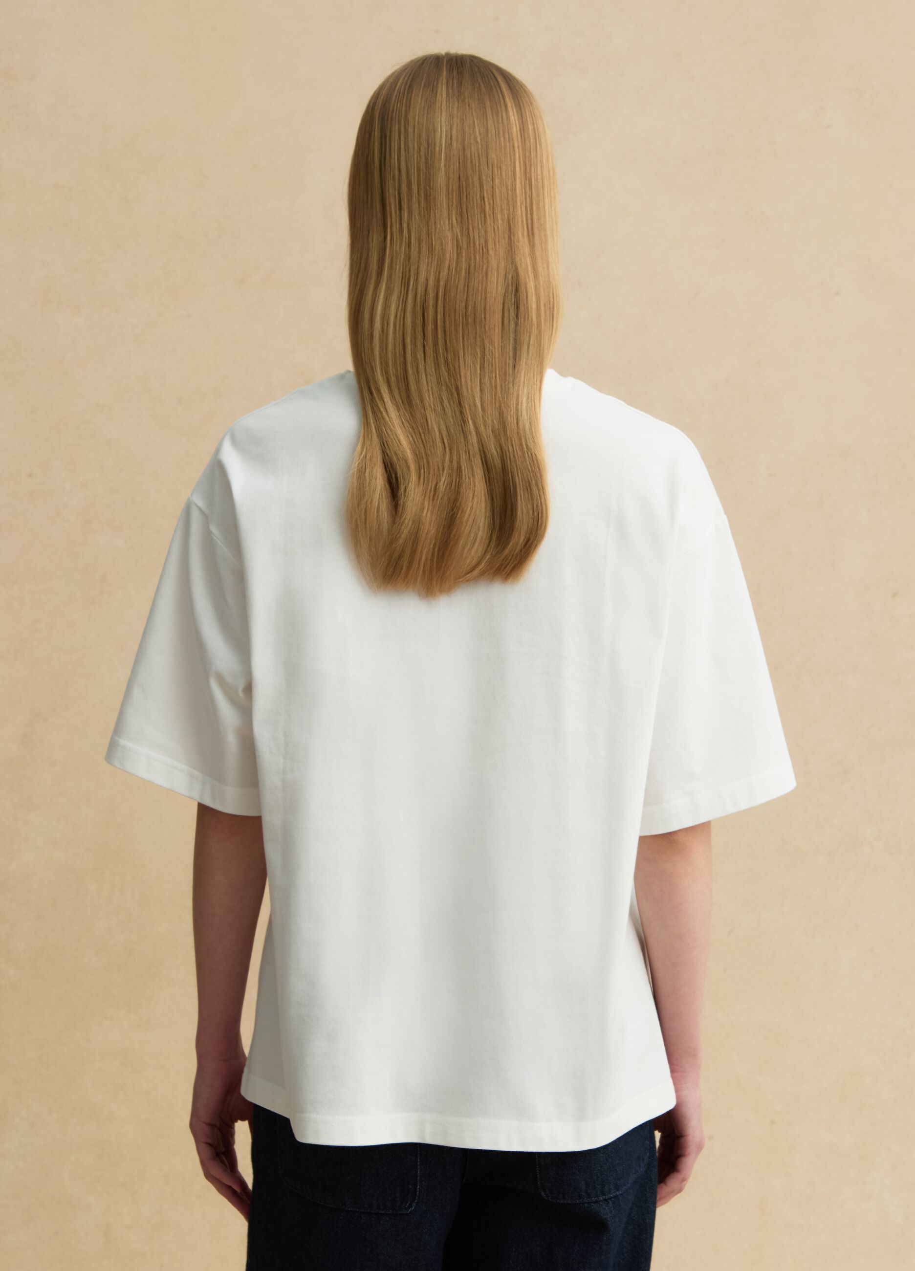White pure cotton regular-fit T-shirt with broderie anglaise embroidery